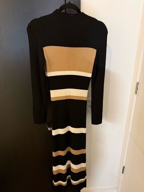 Boss Black, Camel and Cream Striped Maxi Dress